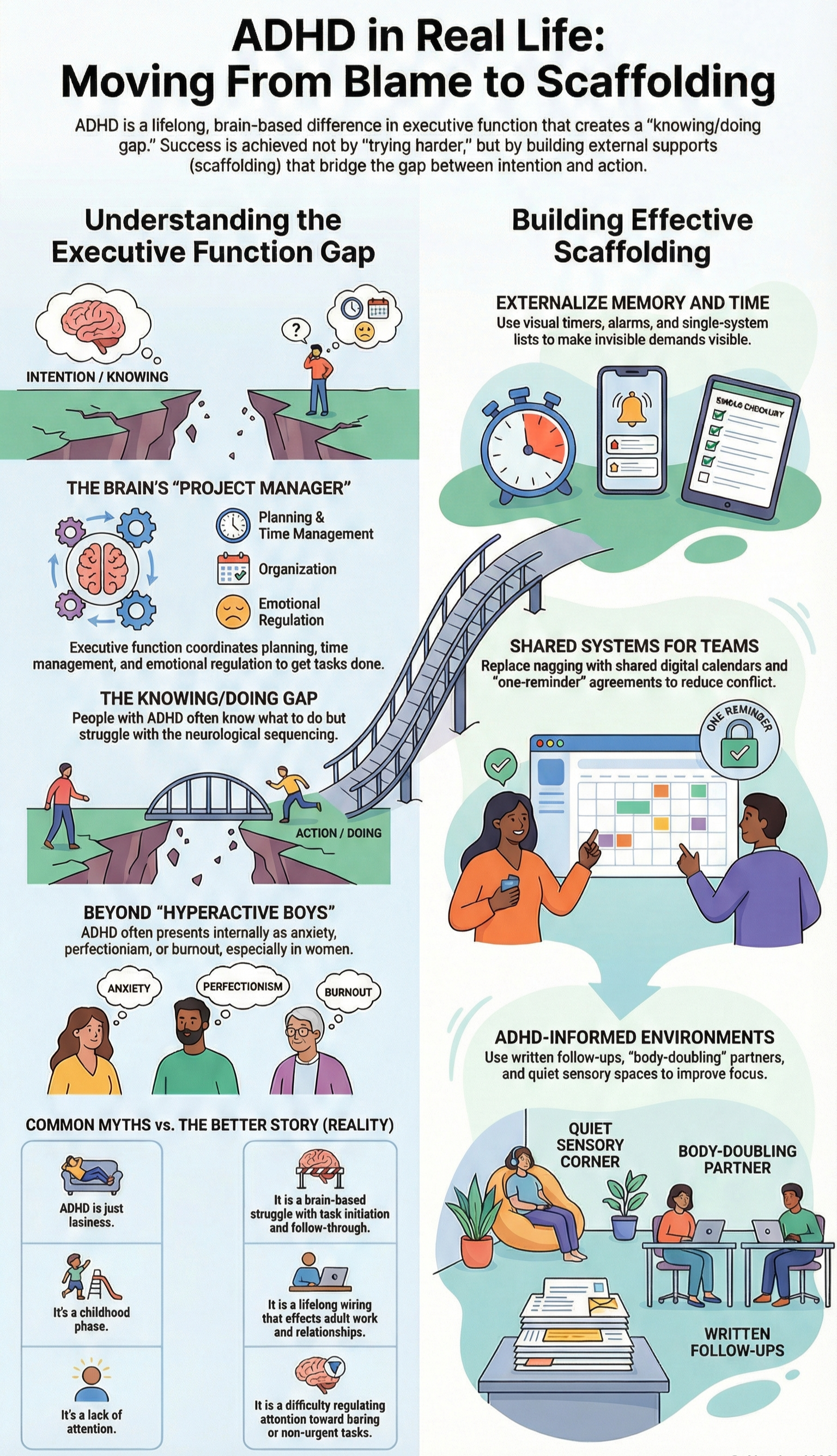 ADHD blame to scaffolding infographic
